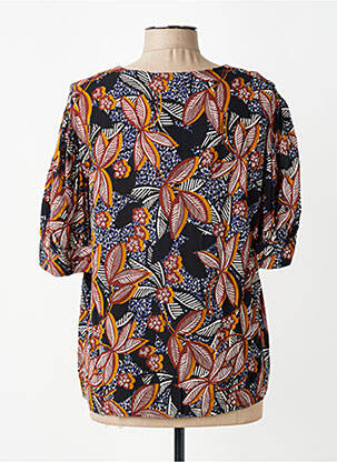 Blouse tissage popeline manches courtes noir LA FEE MARABOUTEE femme