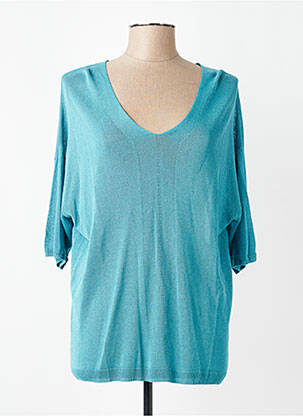 Pull col v manches 3/4 bleu NICE THINGS femme