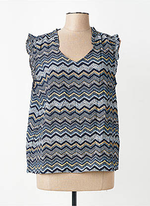 Blouse tissage popeline manches courtes bleu STREET ONE femme
