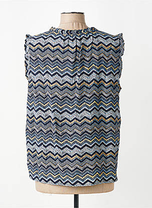 Blouse tissage popeline manches courtes bleu STREET ONE femme