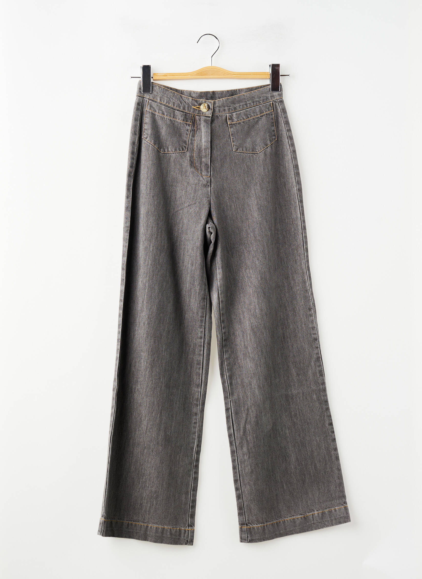 Jeans coupe large stretch taille haute gris NICE THINGS femme