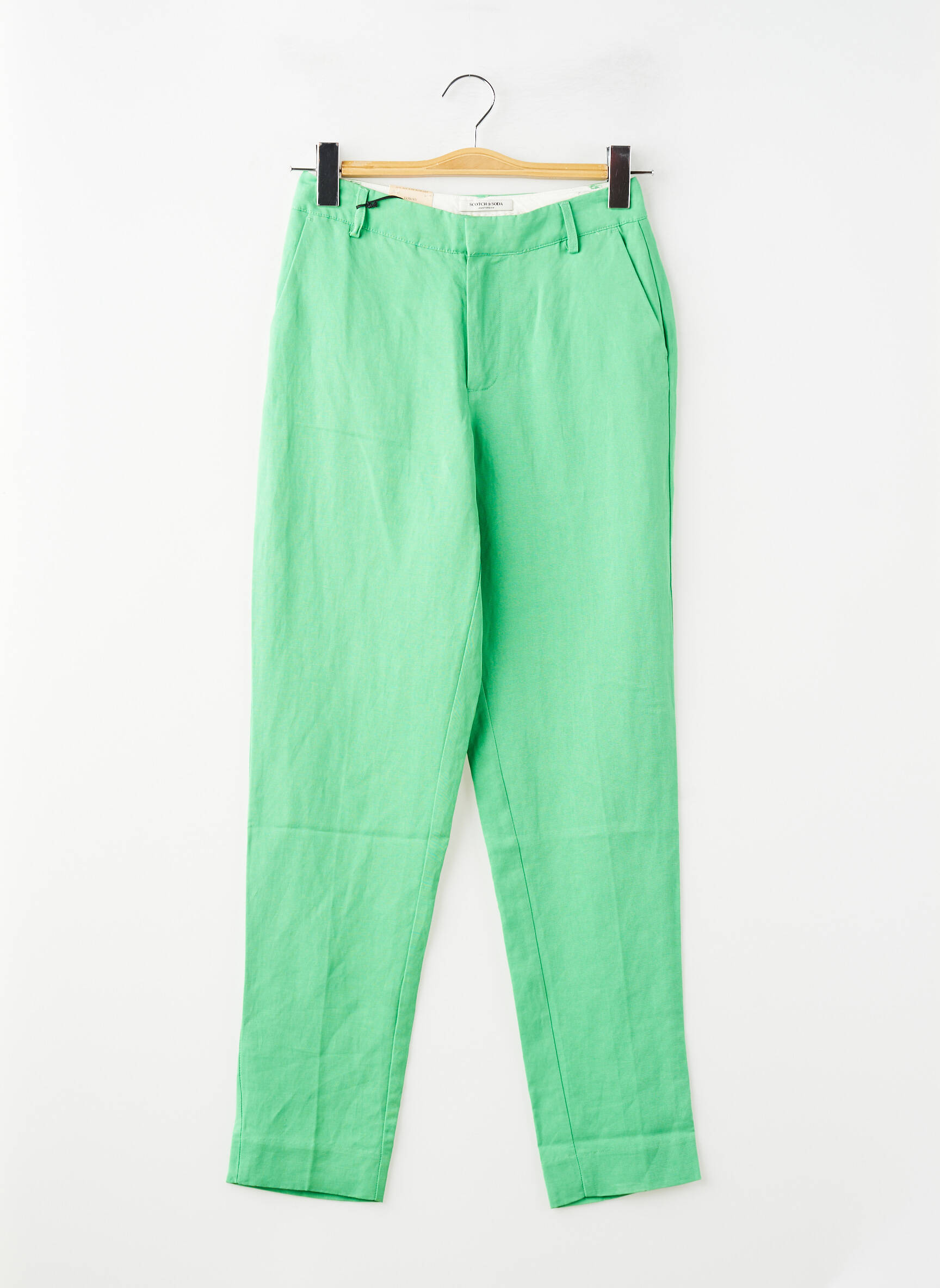 Pantalon chino fermeture zippée sous rabat avec crochet taille normale vert SCOTCH & SODA femme