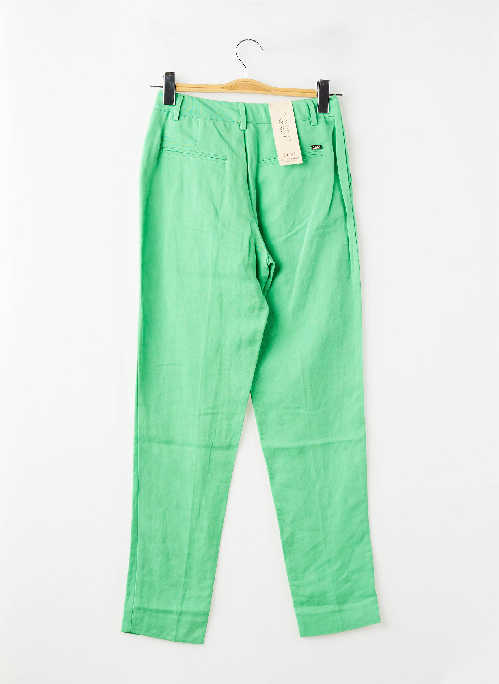 Pantalon chino fermeture zippée sous rabat avec crochet taille normale vert SCOTCH & SODA femme