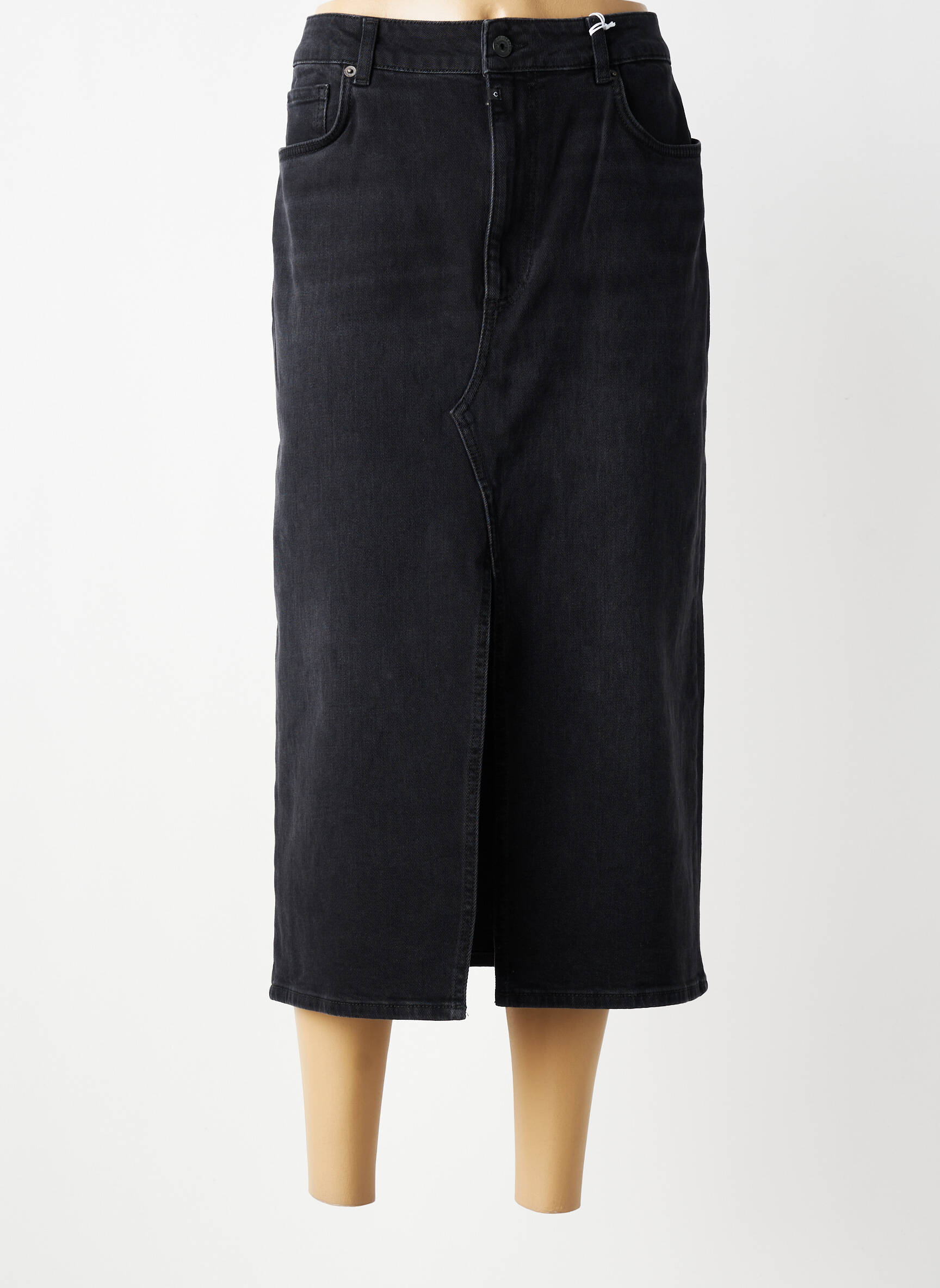 Jupe mi-longue stretch noir CUP OF JOE DENIM femme