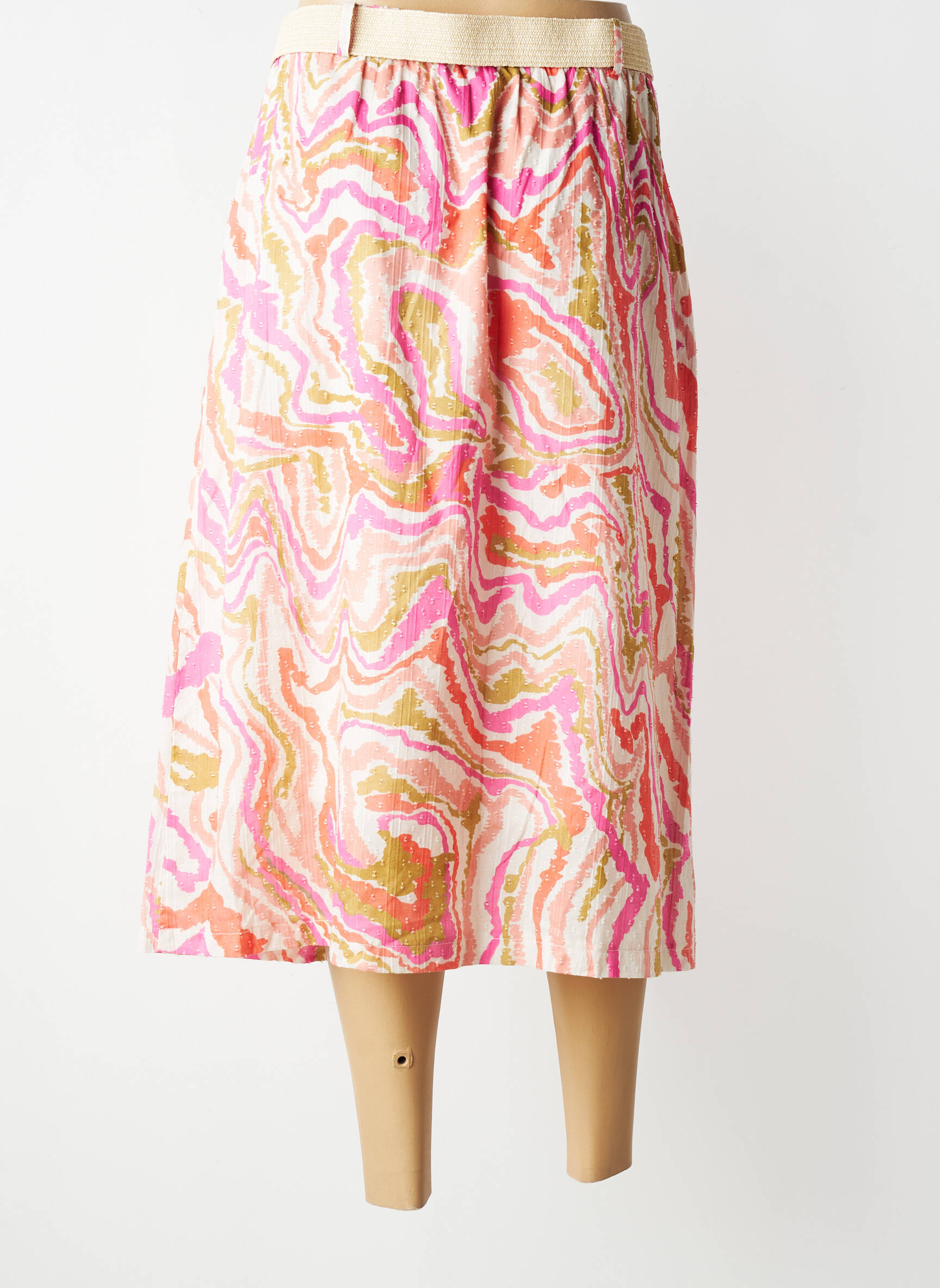 Jupe mi-longue coupe évasée rose LA PETITE FRANCAISE femme