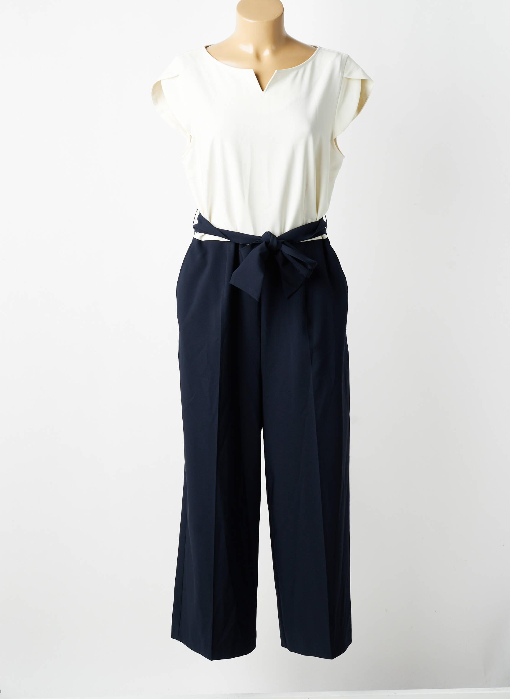 Combi-pantalon tissage crêpe manches courtes beige BETTY BARCLAY femme