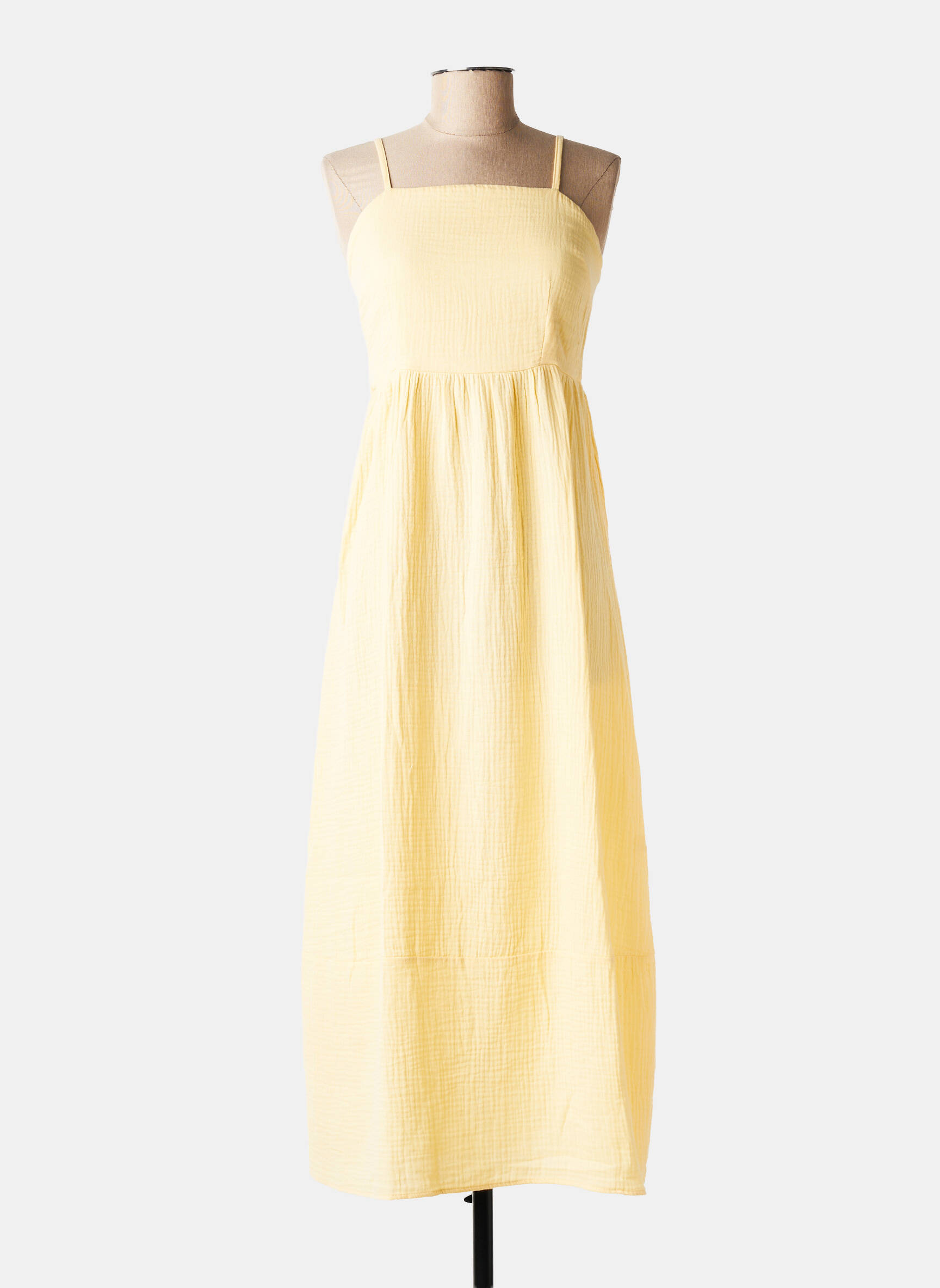 Robe longue tissage crêpe fines bretelles jaune LE JARDIN DU LIN femme