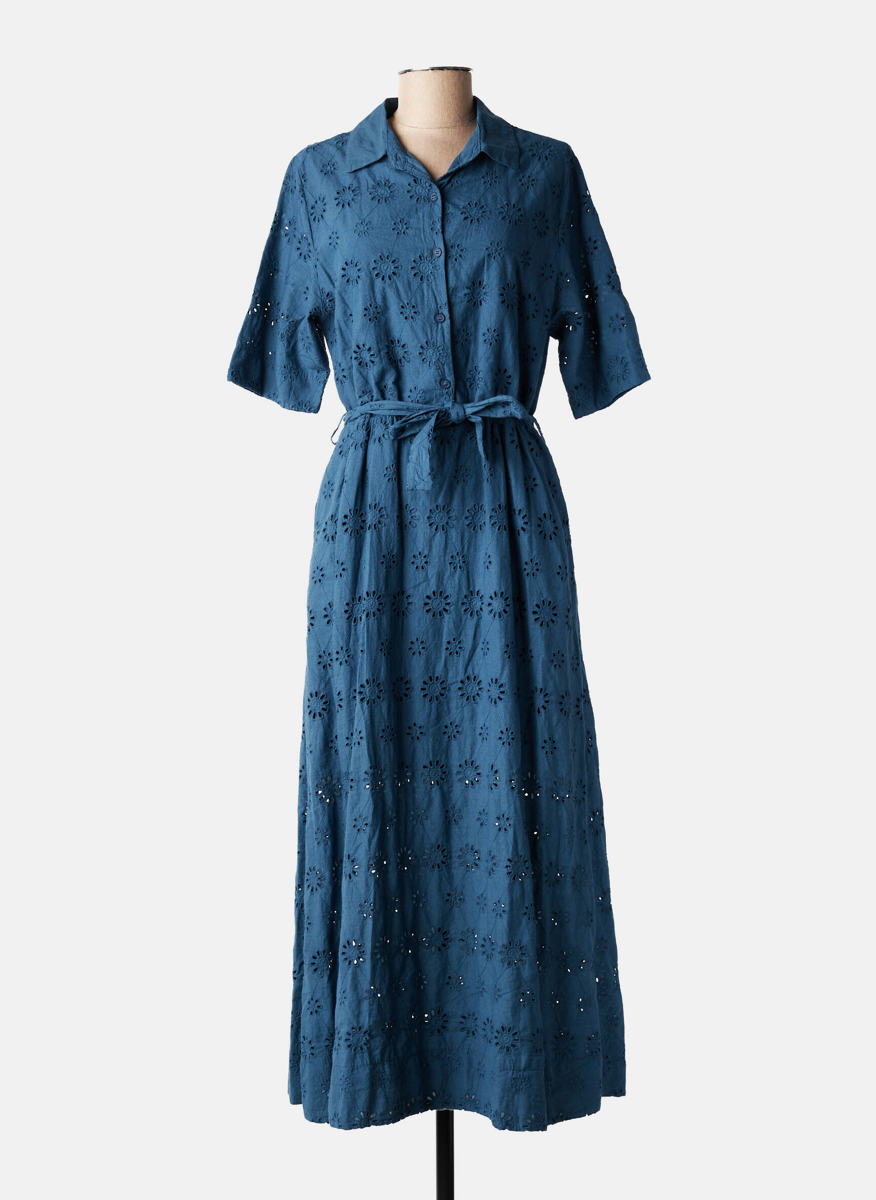 Robe longue manches courtes manches courtes bleu PAKO LITTO femme