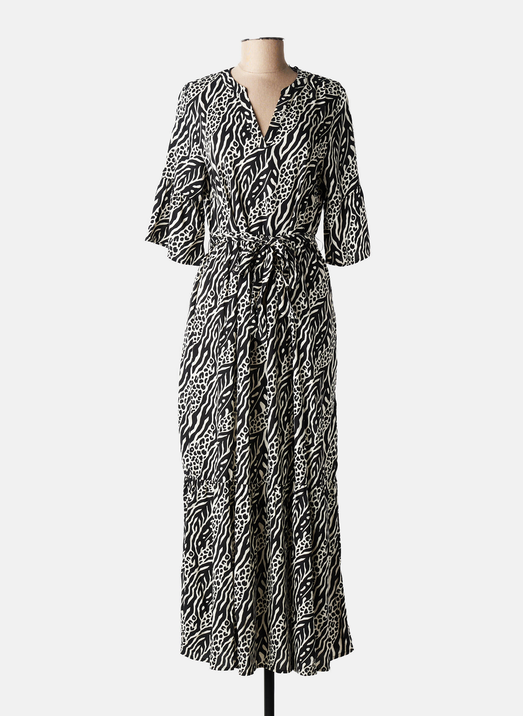 Robe longue manches courtes manches courtes noir B.YOUNG femme