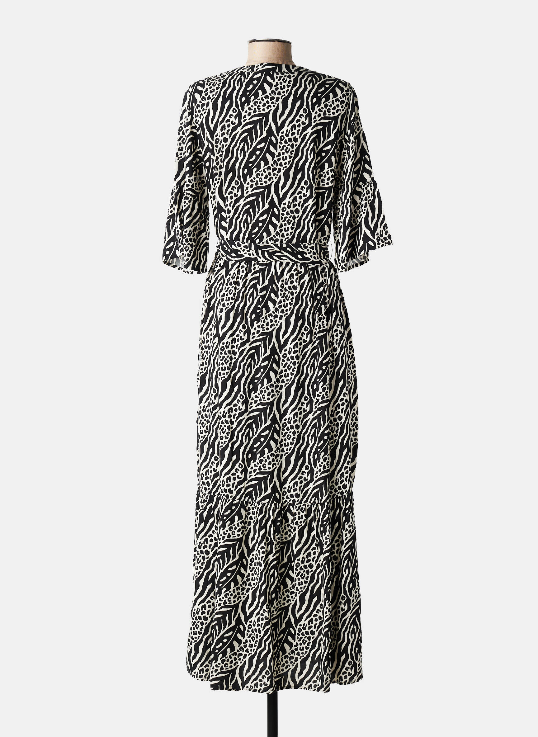 Robe longue manches courtes manches courtes noir B.YOUNG femme