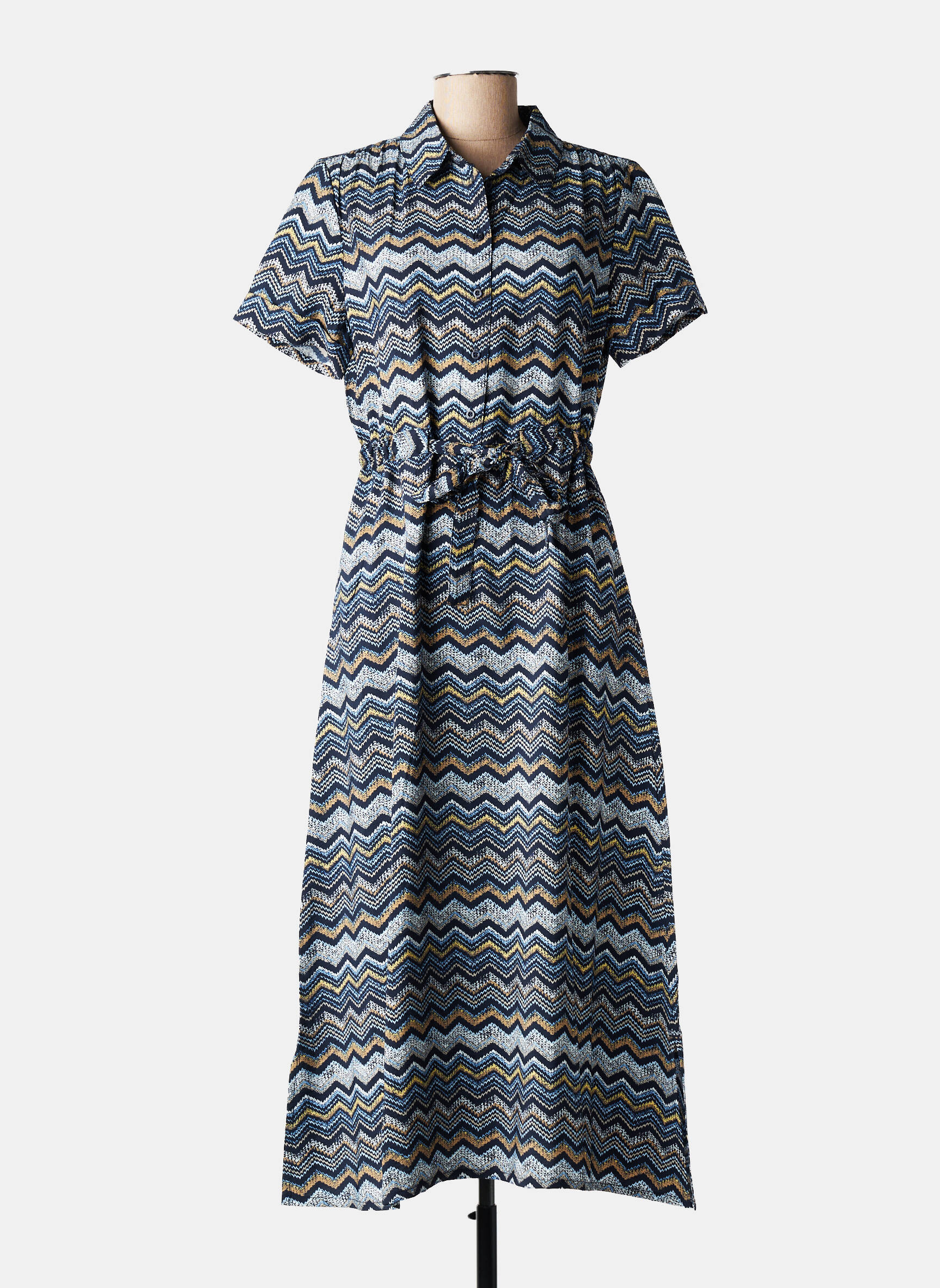 Robe longue imprimé fantaisie manches courtes bleu STREET ONE femme