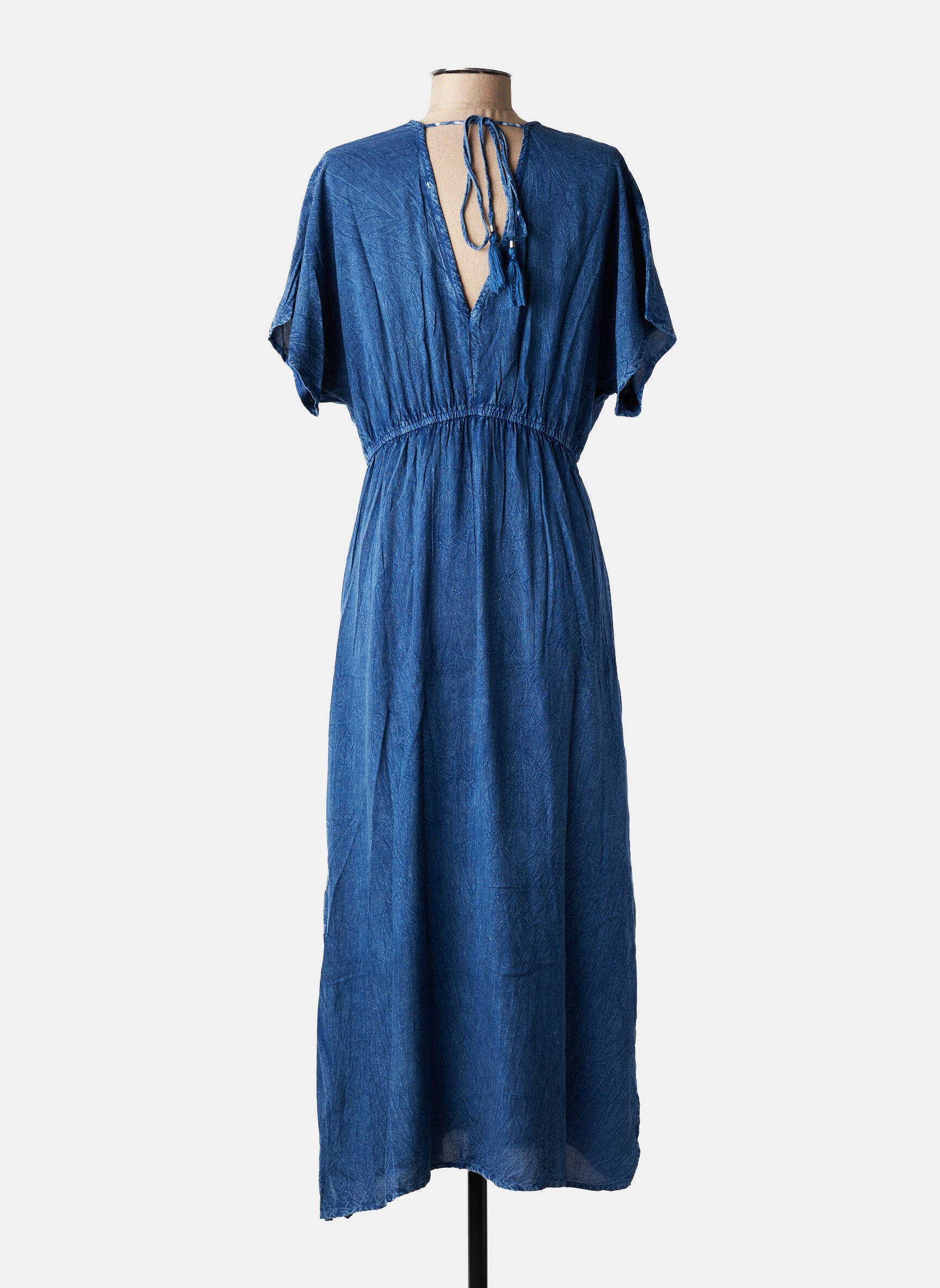 Robe longue manches courtes manches courtes bleu AN' GE femme