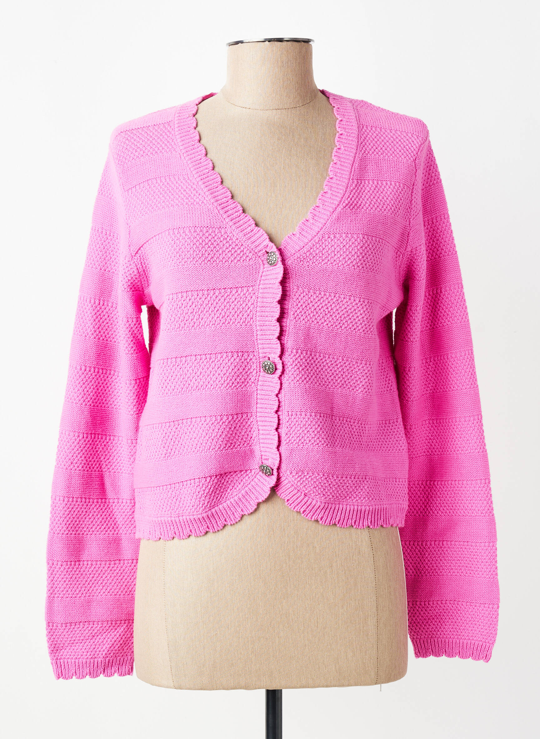 Gilet manches longues resserrée sur le bas rose B.YOUNG femme
