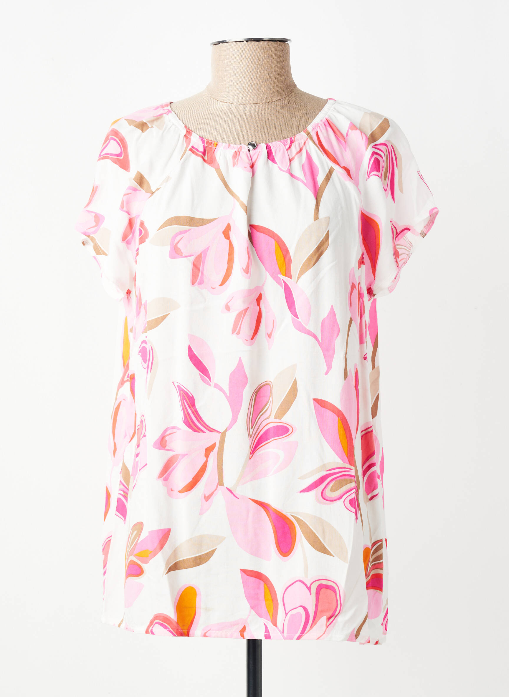 Blouse tissage popeline manches courtes rose BETTY BARCLAY femme