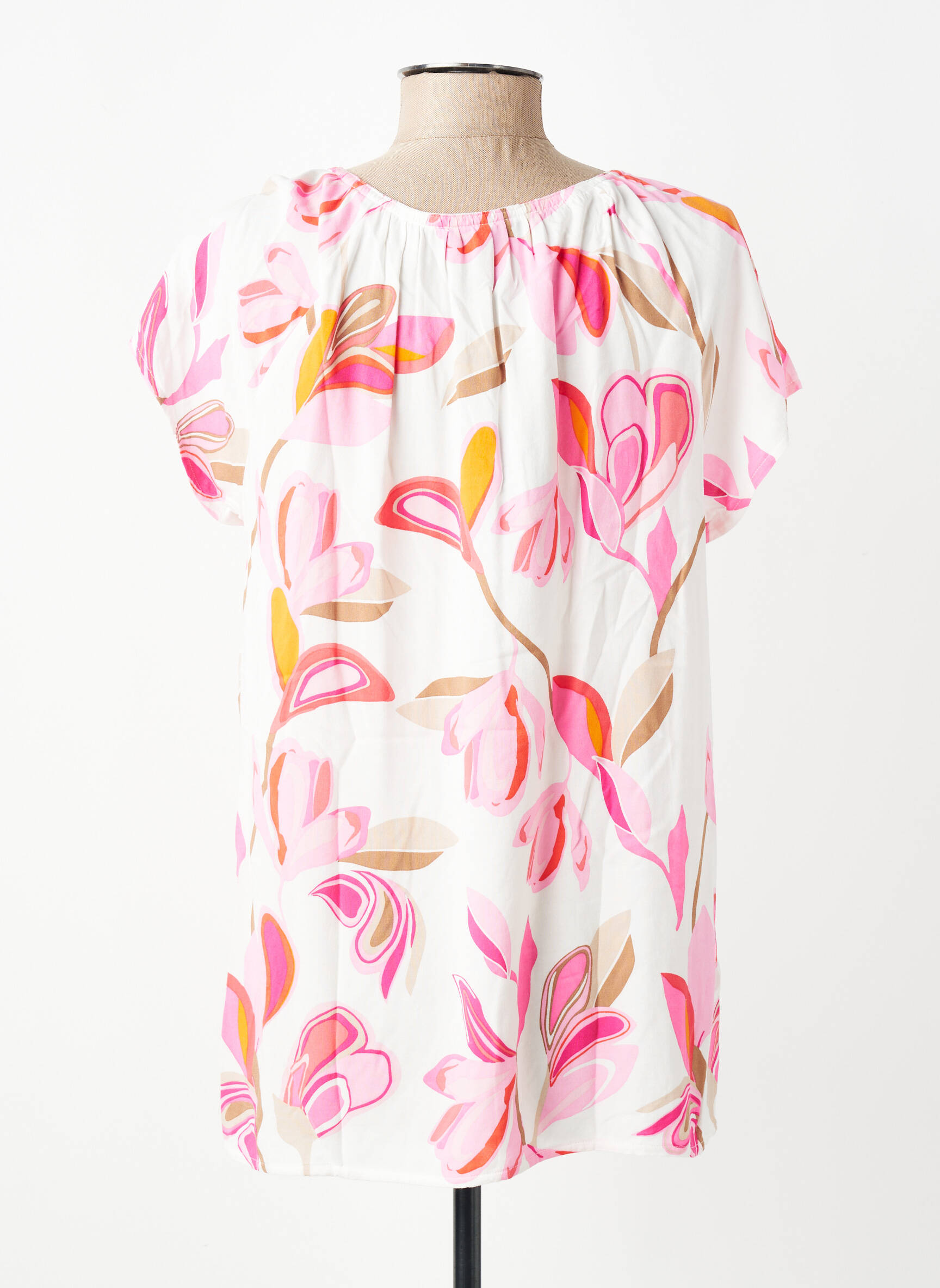 Blouse tissage popeline manches courtes rose BETTY BARCLAY femme
