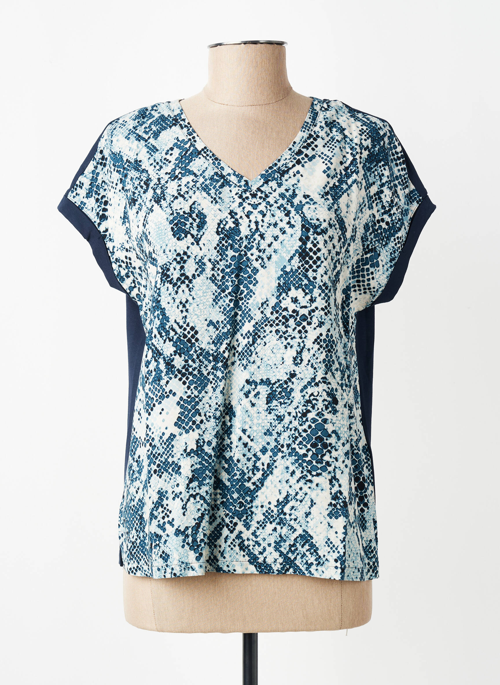 T-shirt col v manches courtes bleu STREET ONE femme
