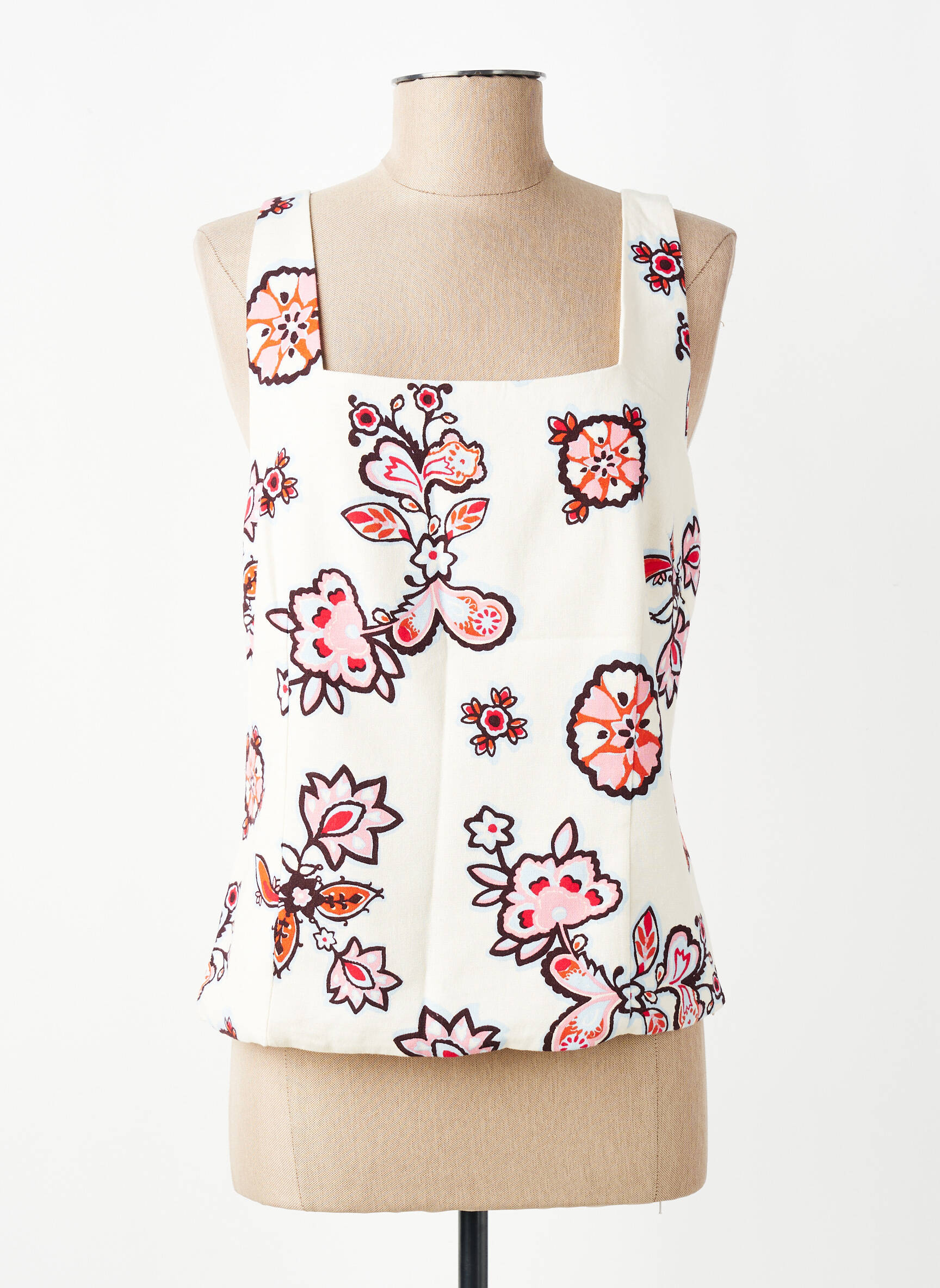 Top col carré fines bretelles beige GRACE & MILA femme