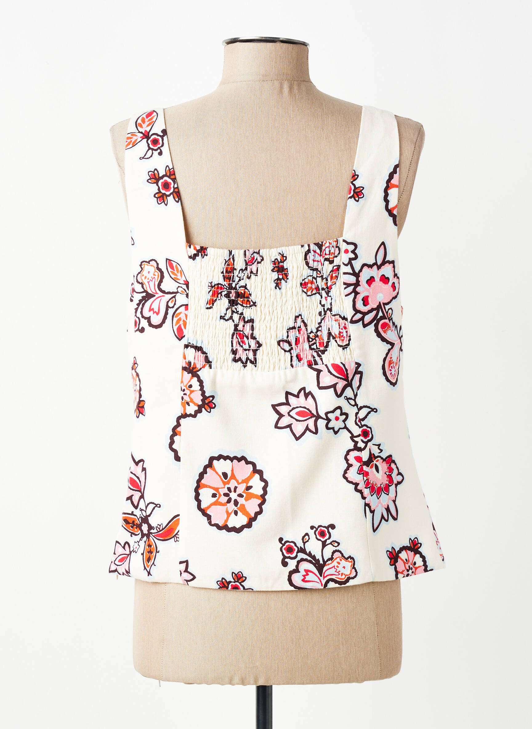 Top col carré fines bretelles beige GRACE & MILA femme
