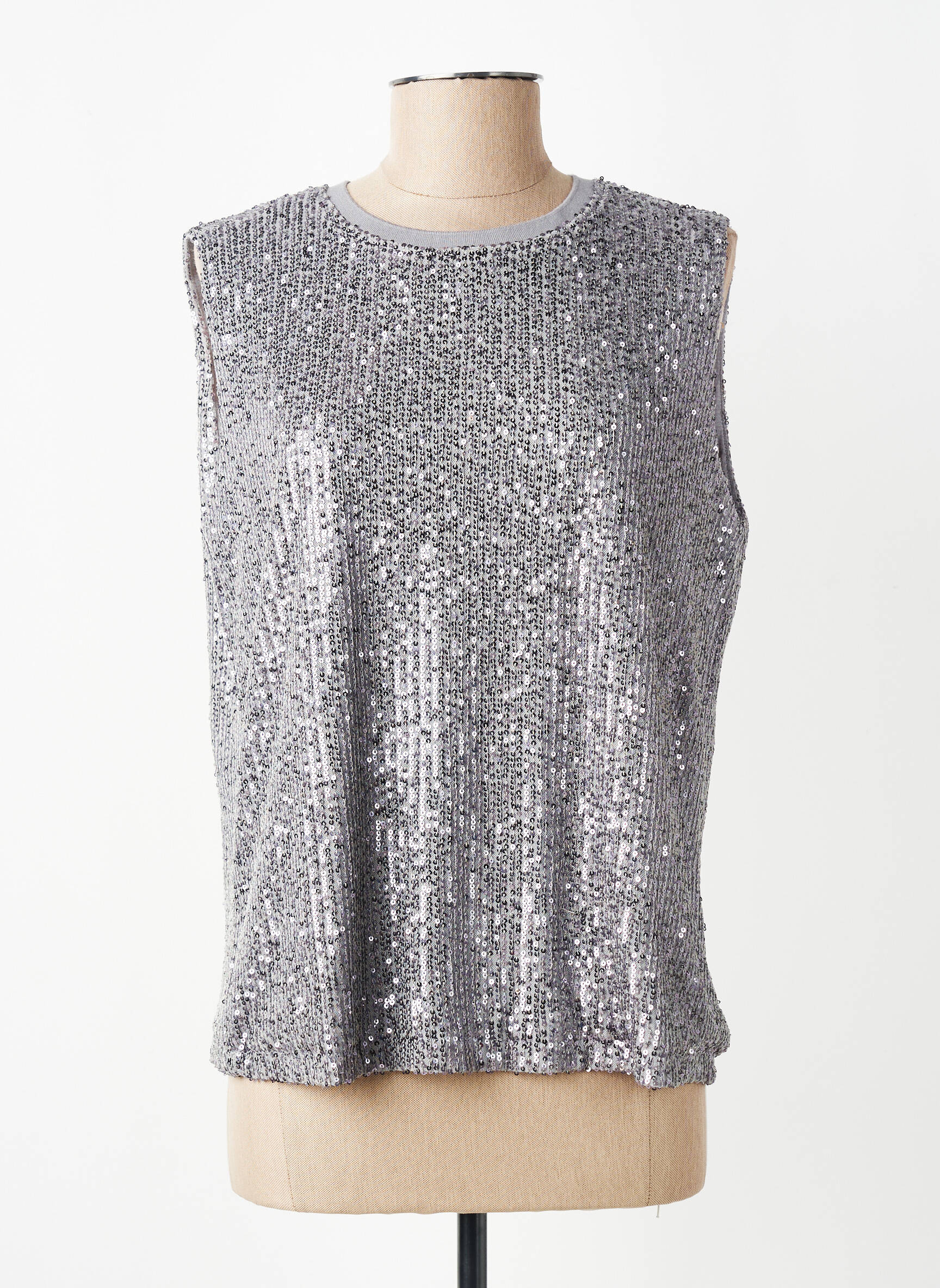 Top stretch sans manche argent AN' GE femme