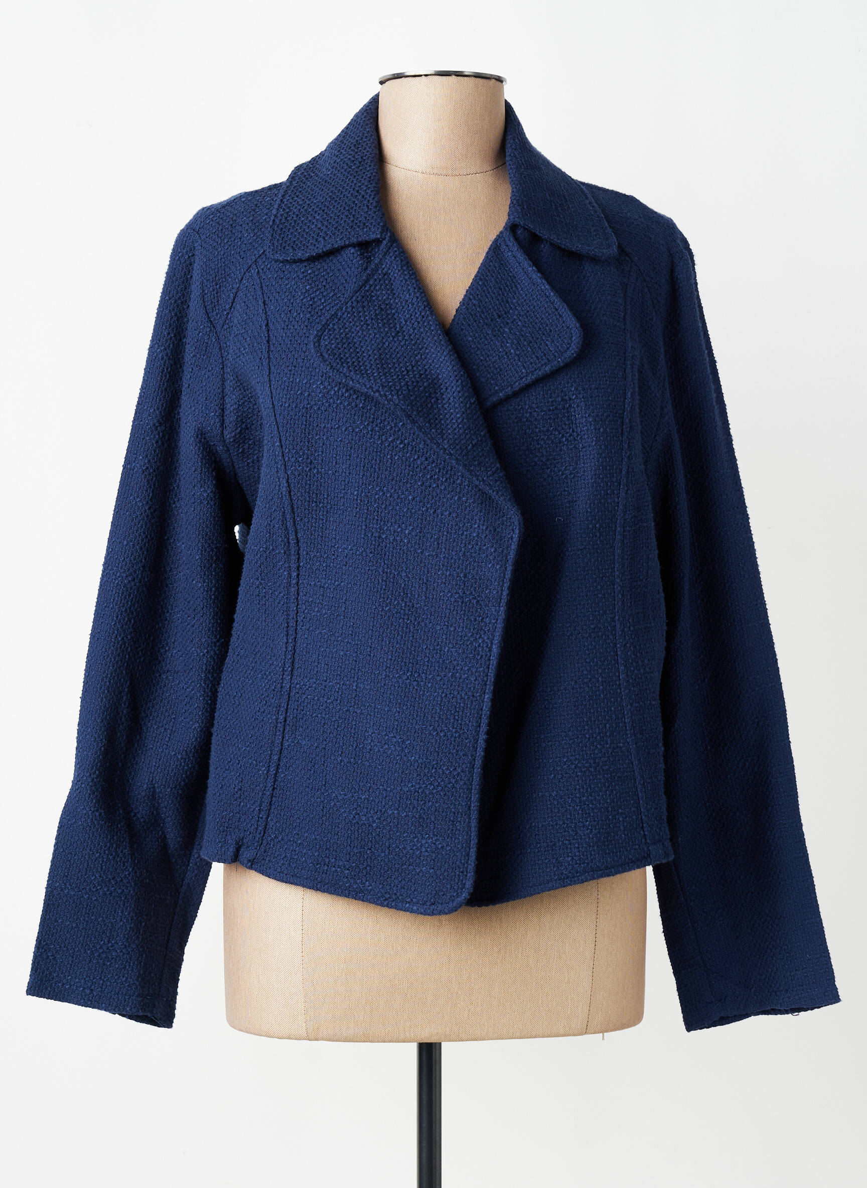 Manteau court coupe droite sans capuche bleu SIGNE NATURE femme