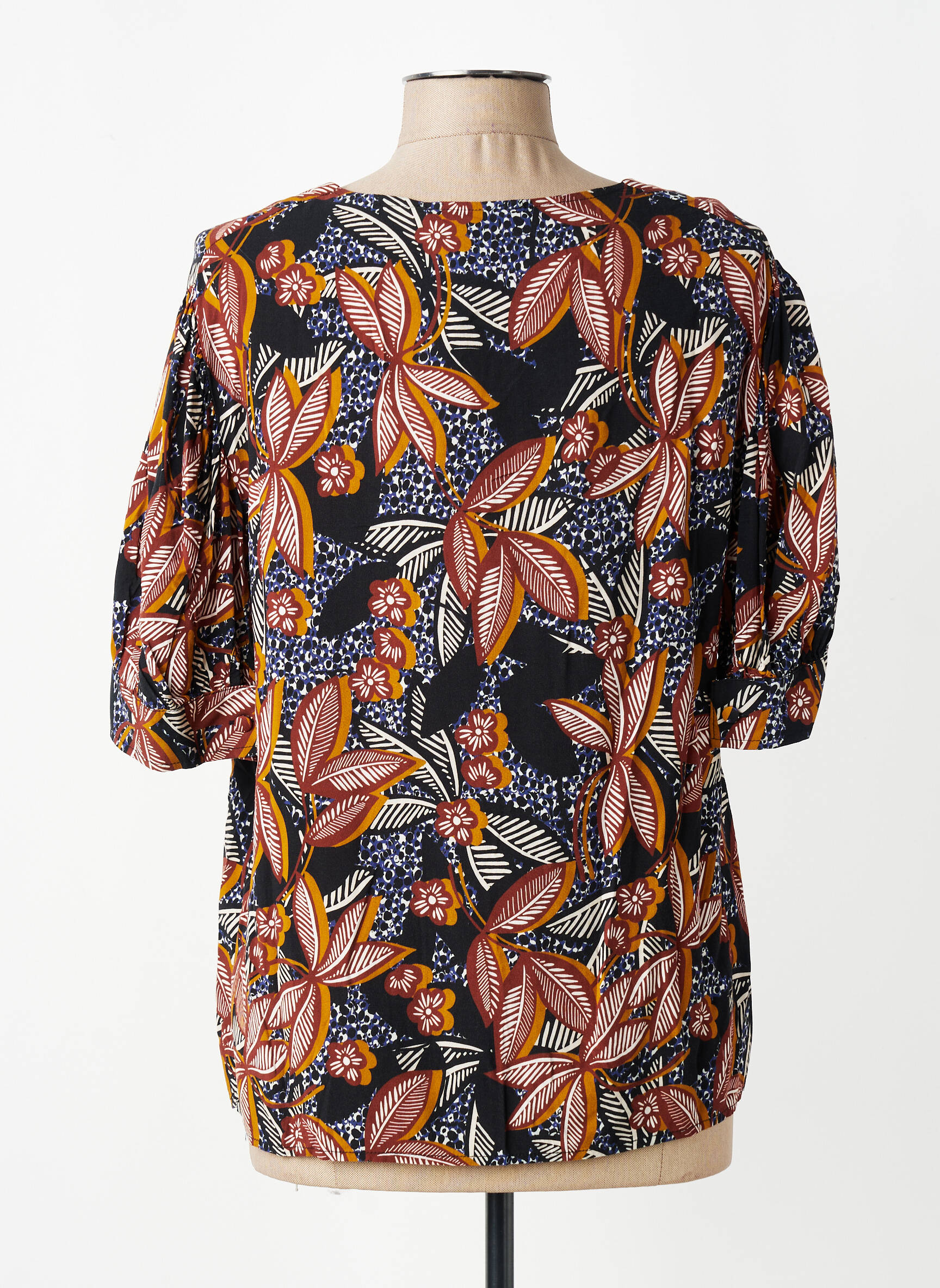 Blouse tissage popeline manches courtes noir LA FEE MARABOUTEE femme