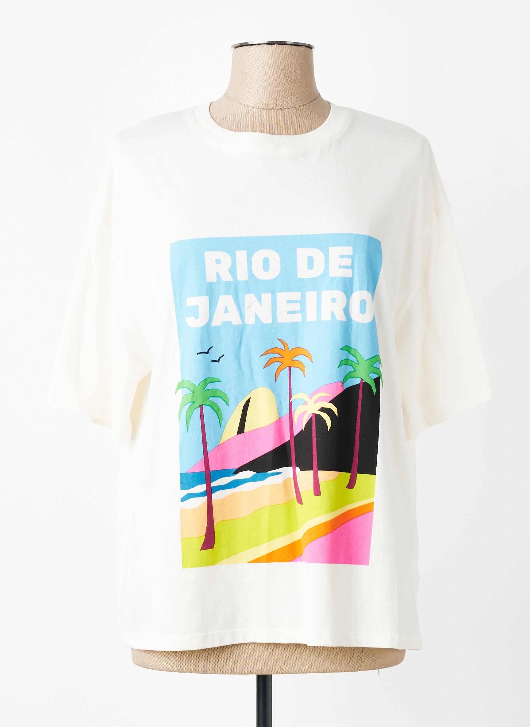 T-shirt imprimé fantaisie manches courtes beige MKT STUDIO femme