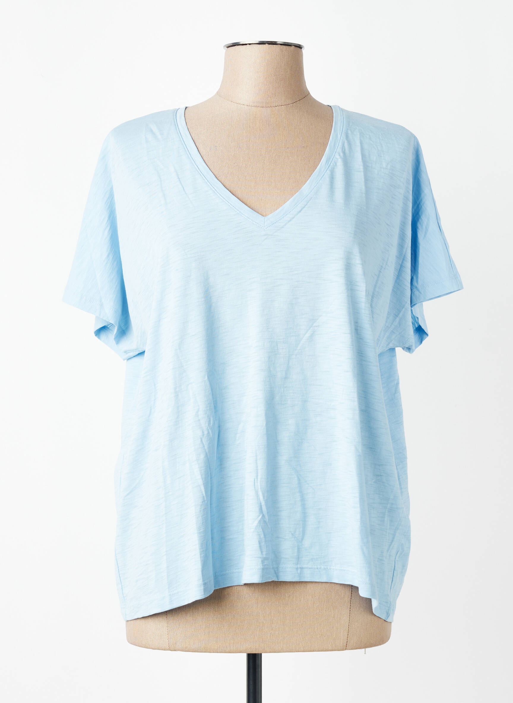 T-shirt col v manches courtes bleu ANONYM APPAREL femme
