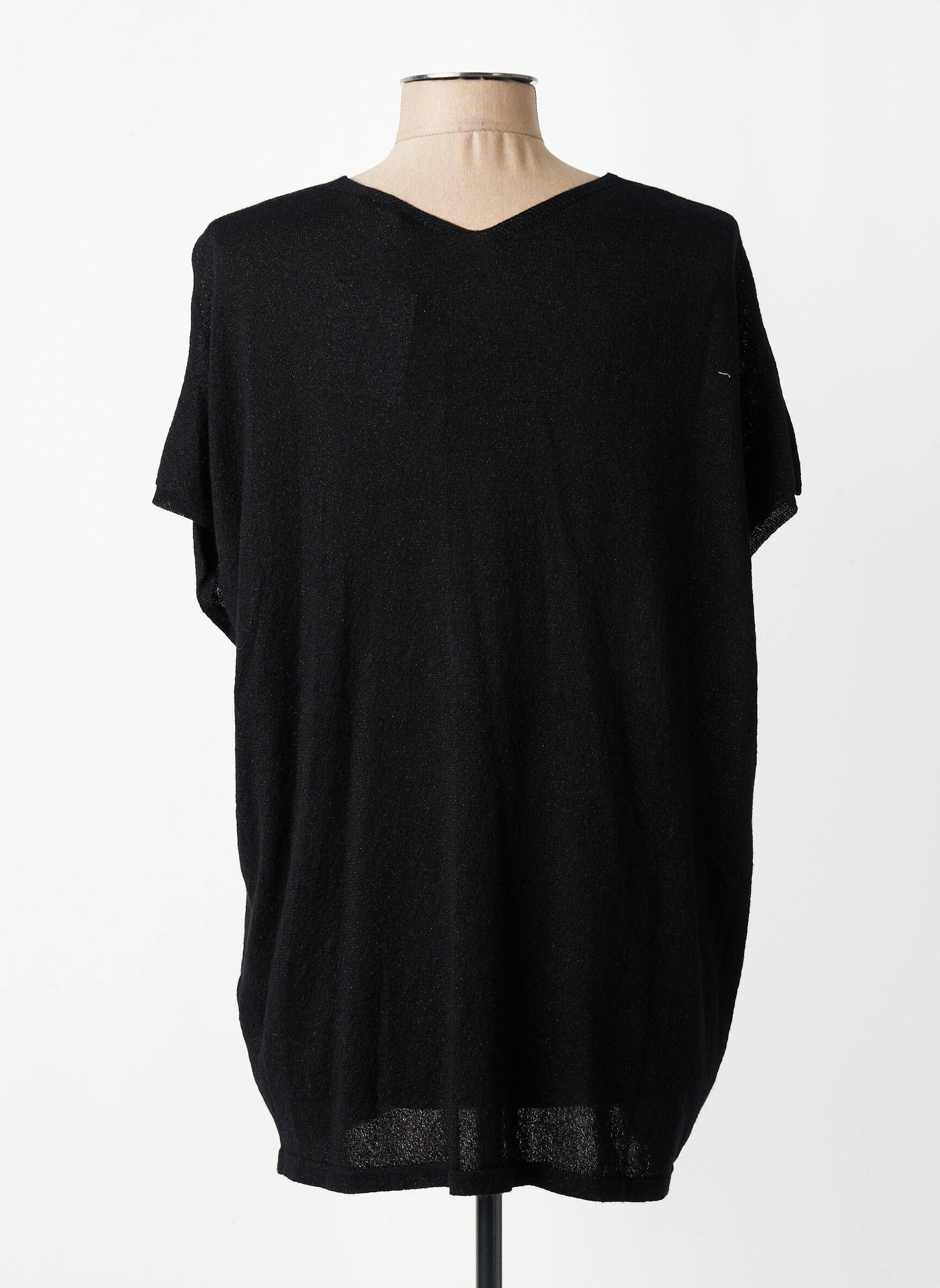 Pull col v manches courtes noir AN' GE femme