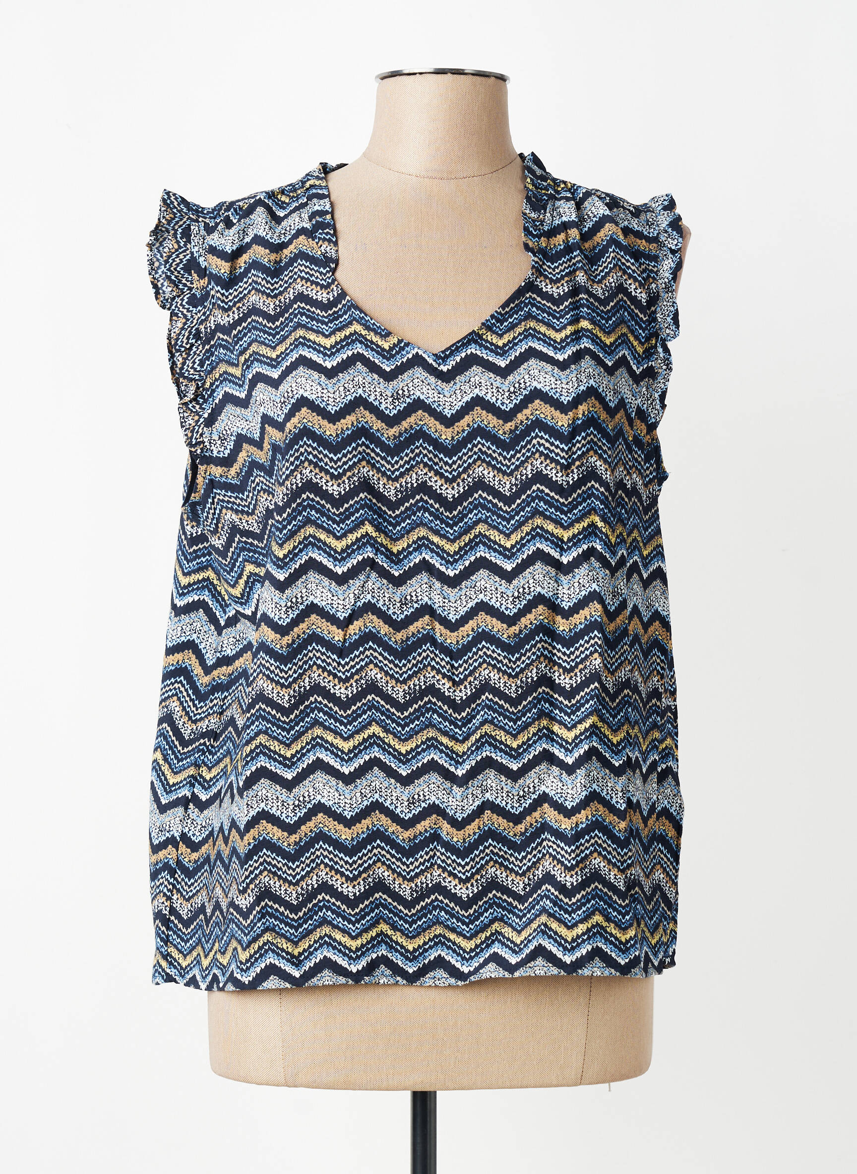 Blouse tissage popeline manches courtes bleu STREET ONE femme