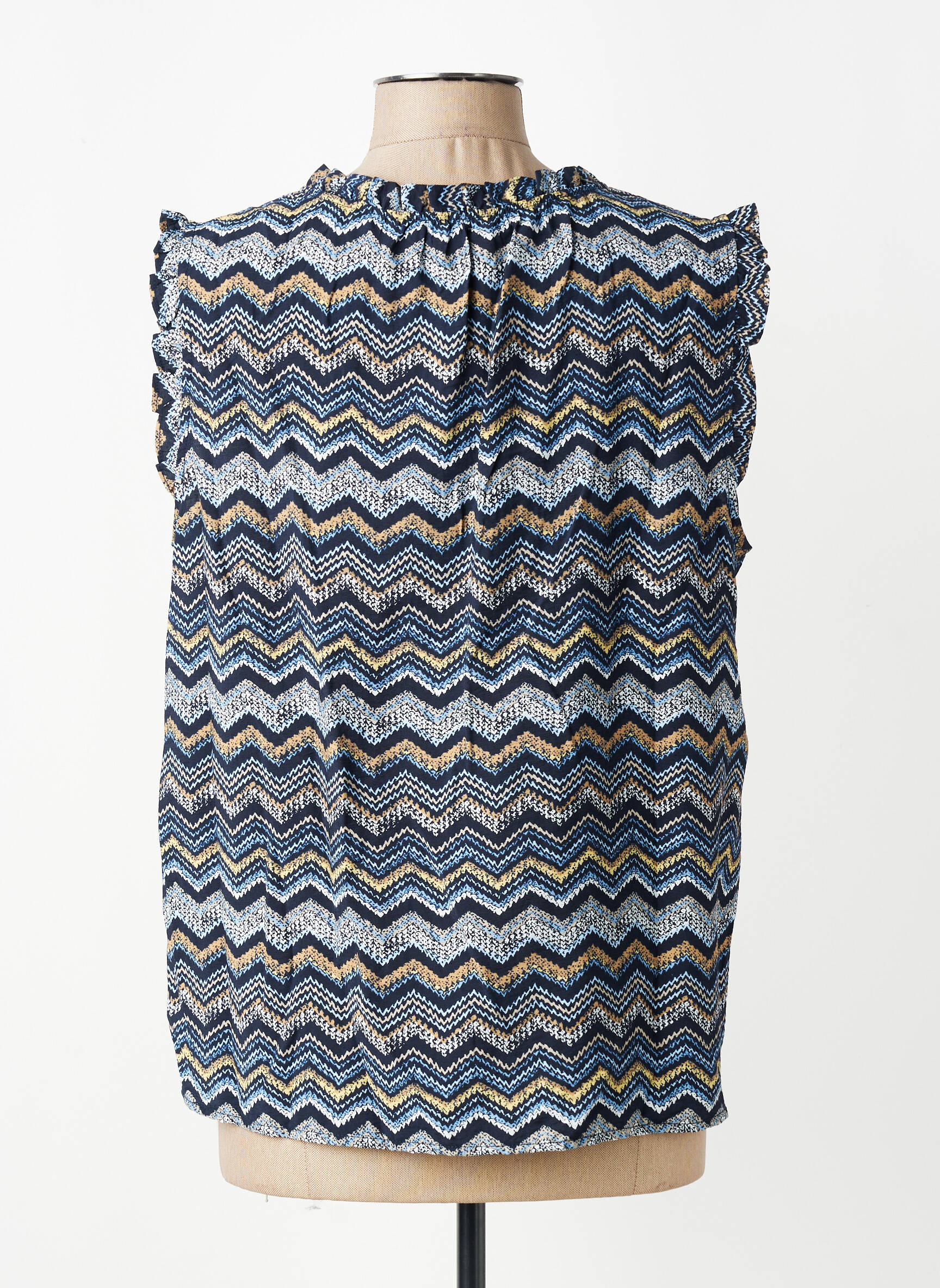 Blouse tissage popeline manches courtes bleu STREET ONE femme