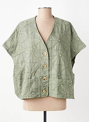 Gilet manches courtes coupe droite vert ORFEO femme