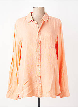 Chemisier tissage crêpe manches longues orange AMOUR femme