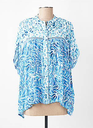Chemisier tissage crêpe manches courtes bleu IMAGINE femme