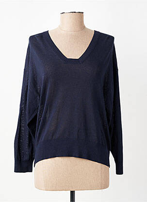 Pull col v manches longues bleu NICE THINGS femme