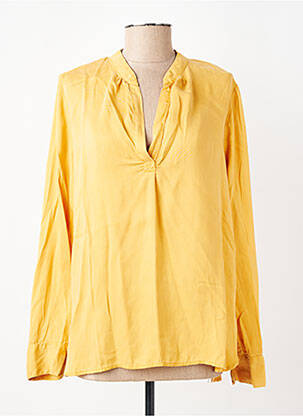 Chemisier tissage popeline manches longues jaune FIVE femme