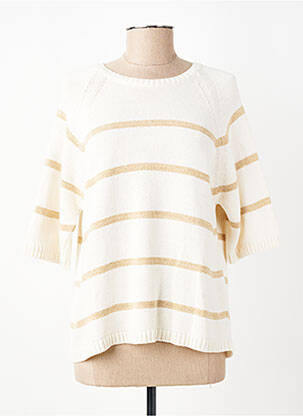 Pull coupe droite manches 3/4 beige SIGNE NATURE femme