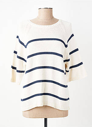 Pull coupe droite manches 3/4 bleu SIGNE NATURE femme