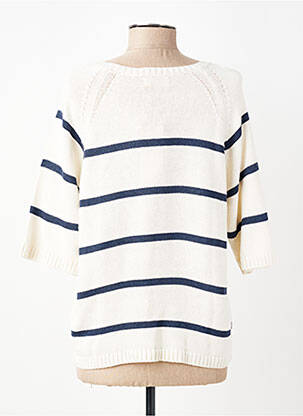Pull coupe droite manches 3/4 bleu SIGNE NATURE femme
