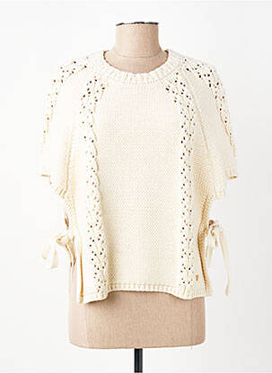 Pull coupe droite manches courtes beige ORFEO femme