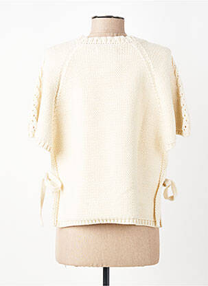 Pull coupe droite manches courtes beige ORFEO femme