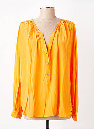Blouse poignets boutonnés avec fente manches longues orange ARTLOVE femme
