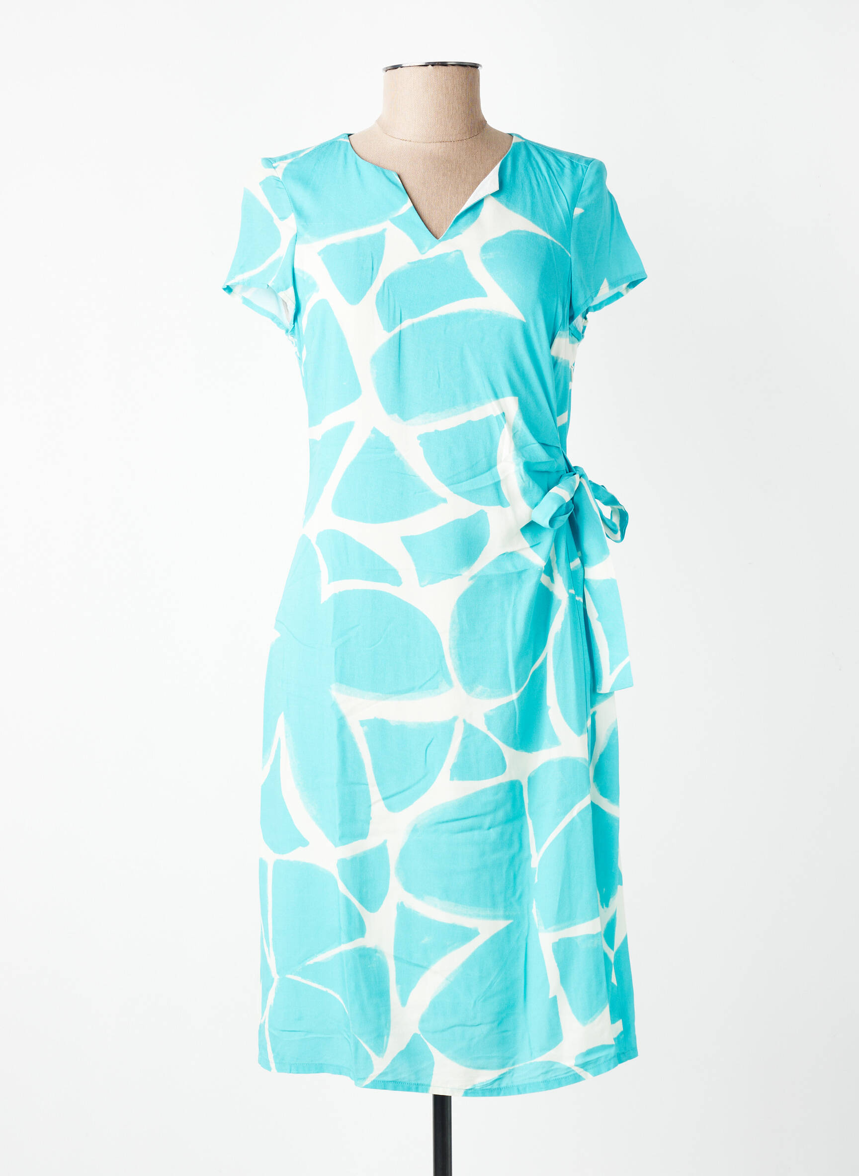 Robe courte manches courtes manches courtes bleu SIGNE NATURE femme