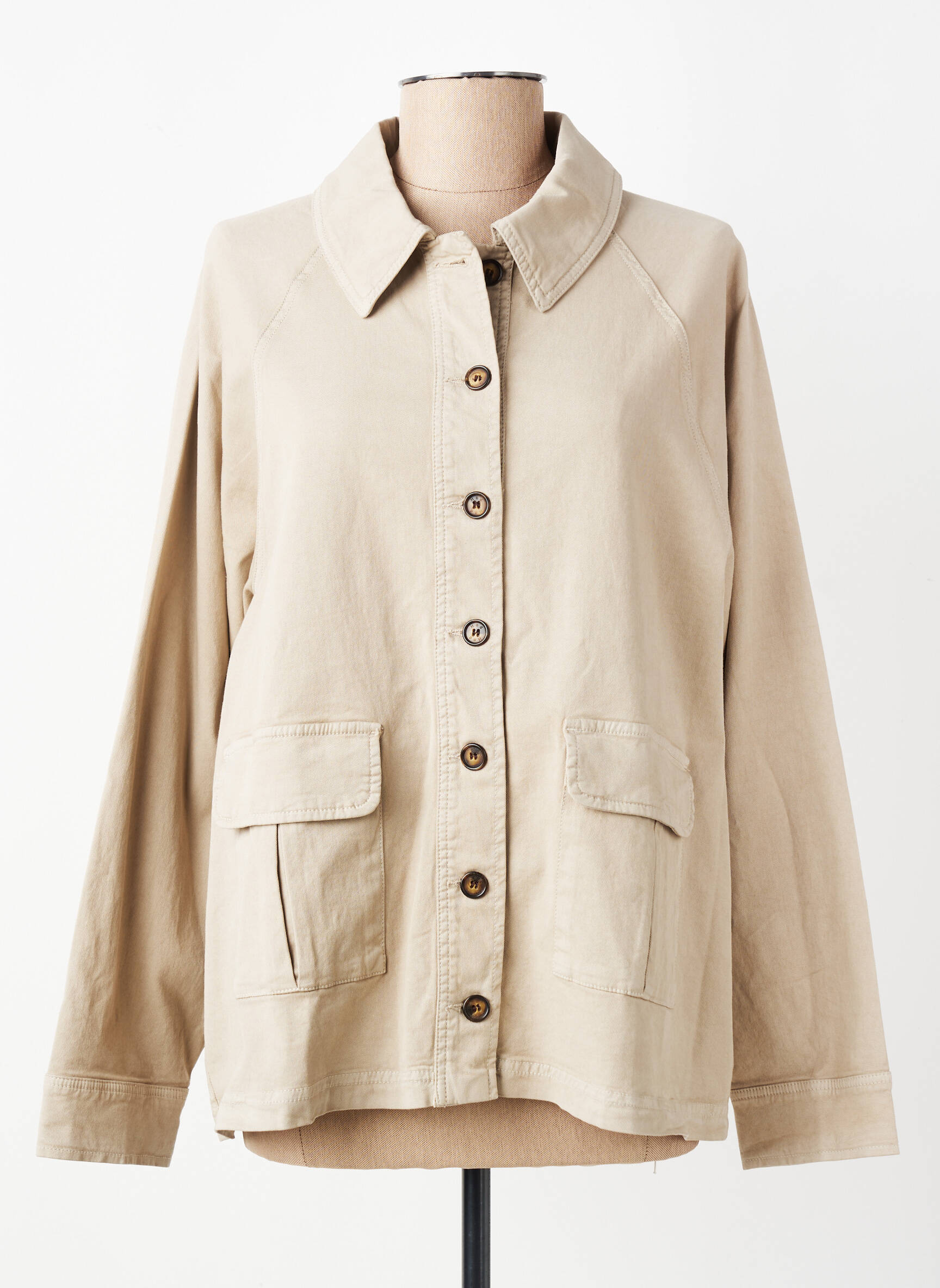 Veste casual poignets boutonnés avec fente beige HOD femme