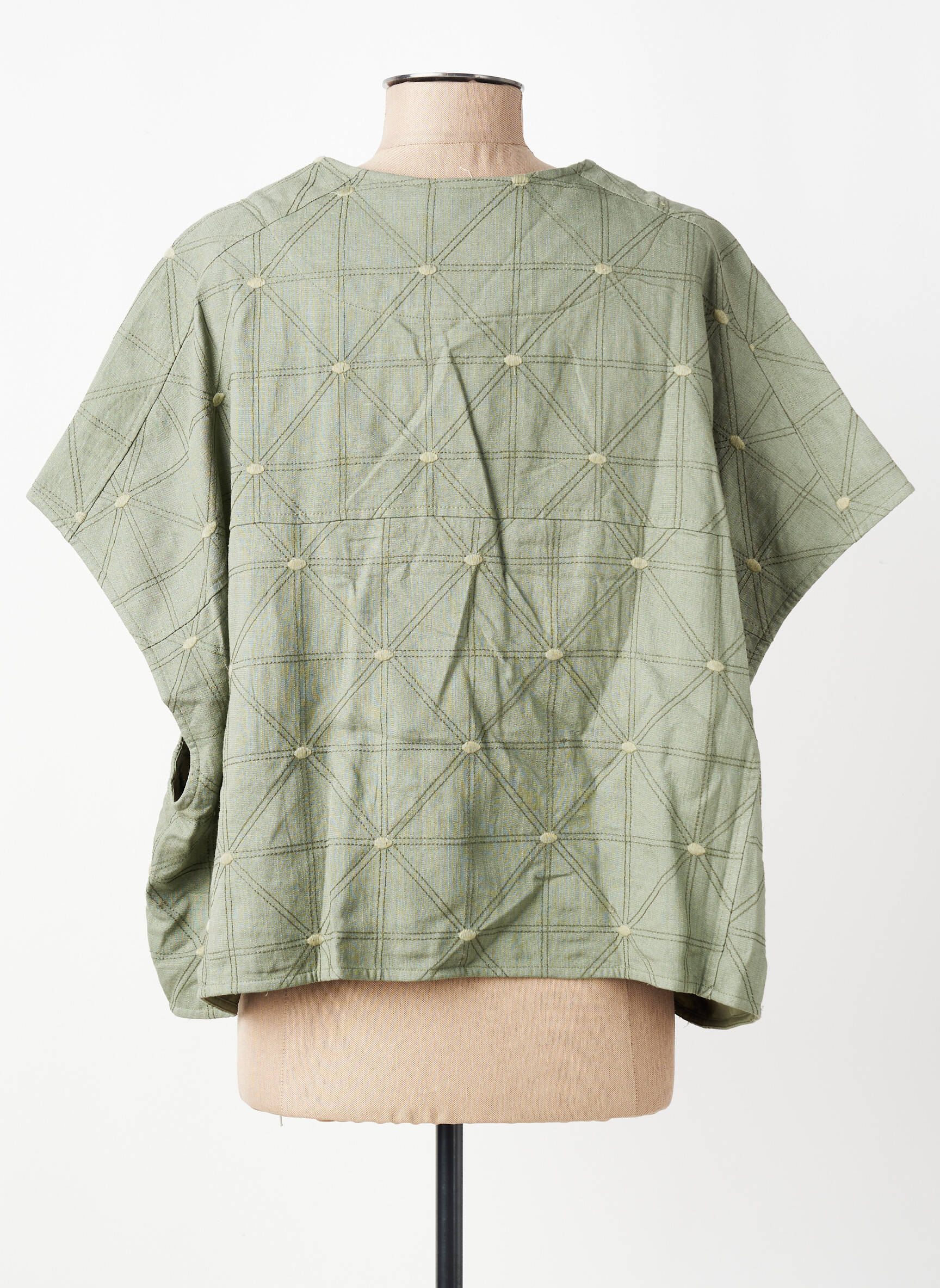 Gilet manches courtes coupe droite vert ORFEO femme