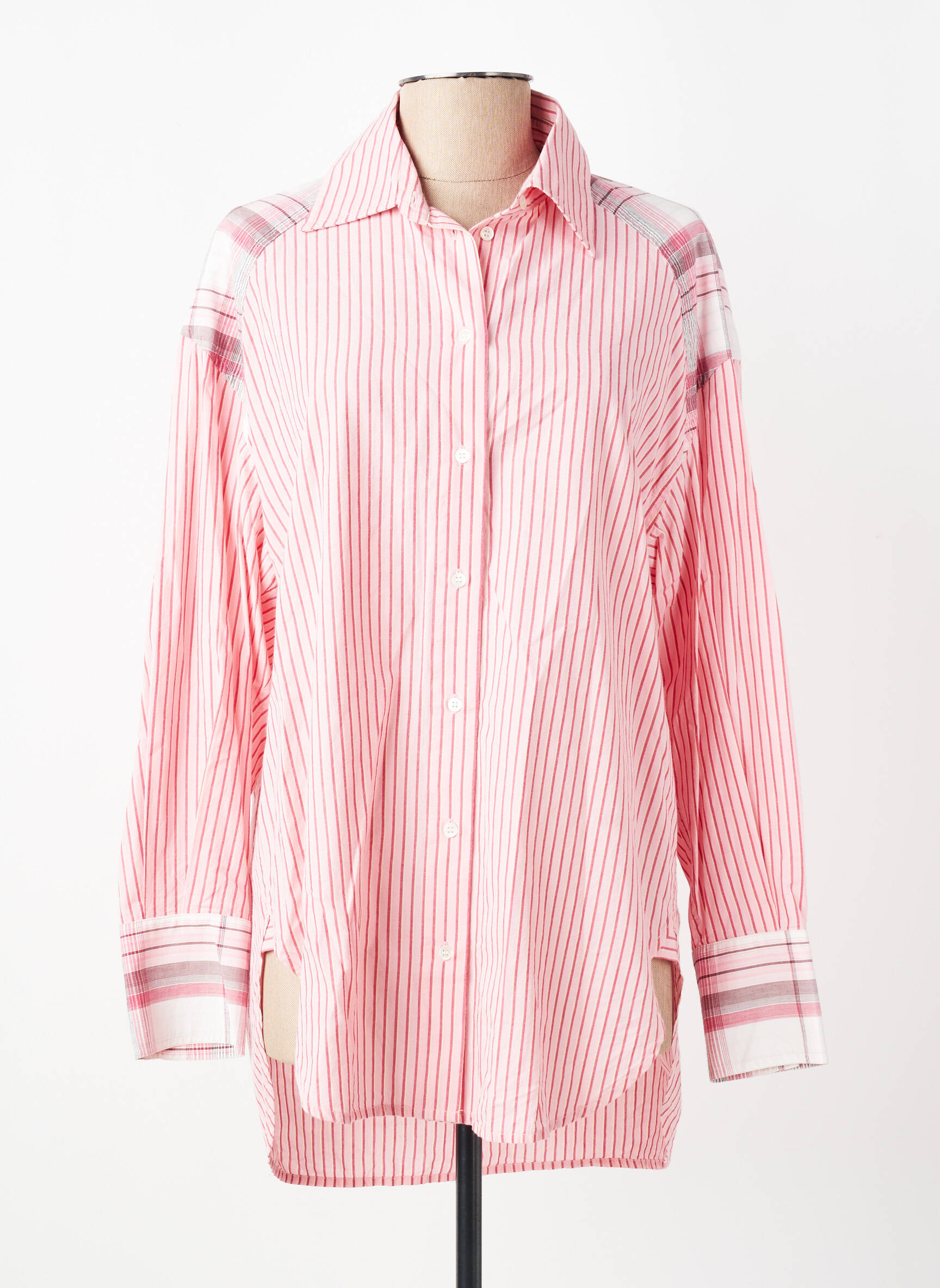 Tunique manches longues col chemisier rose HOD femme