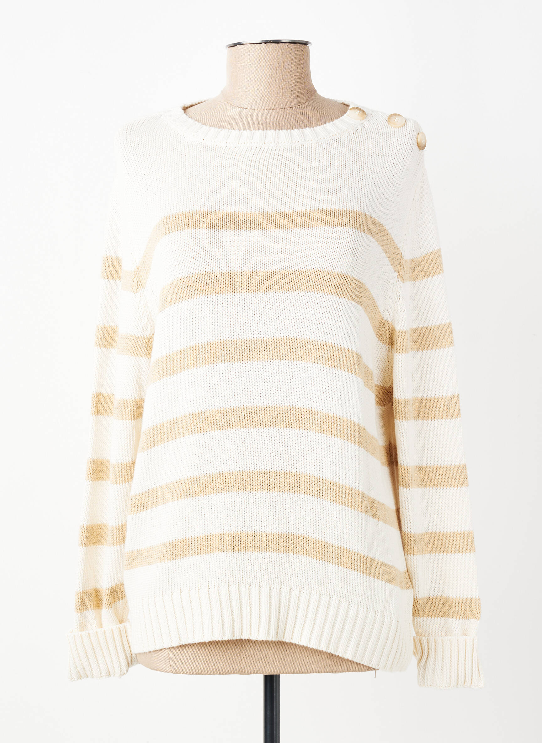 Pull stretch manches longues beige SIGNE NATURE femme
