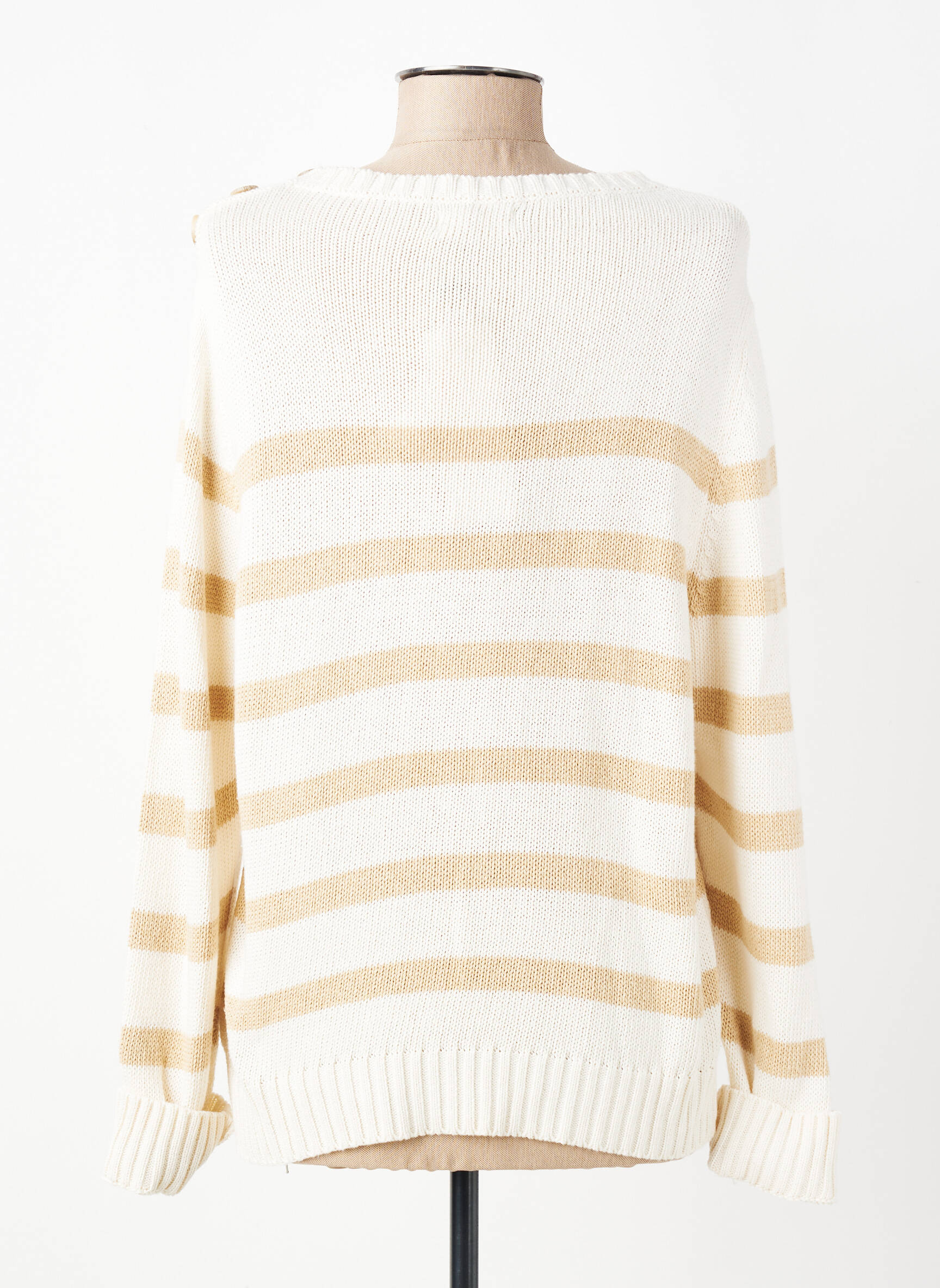 Pull stretch manches longues beige SIGNE NATURE femme