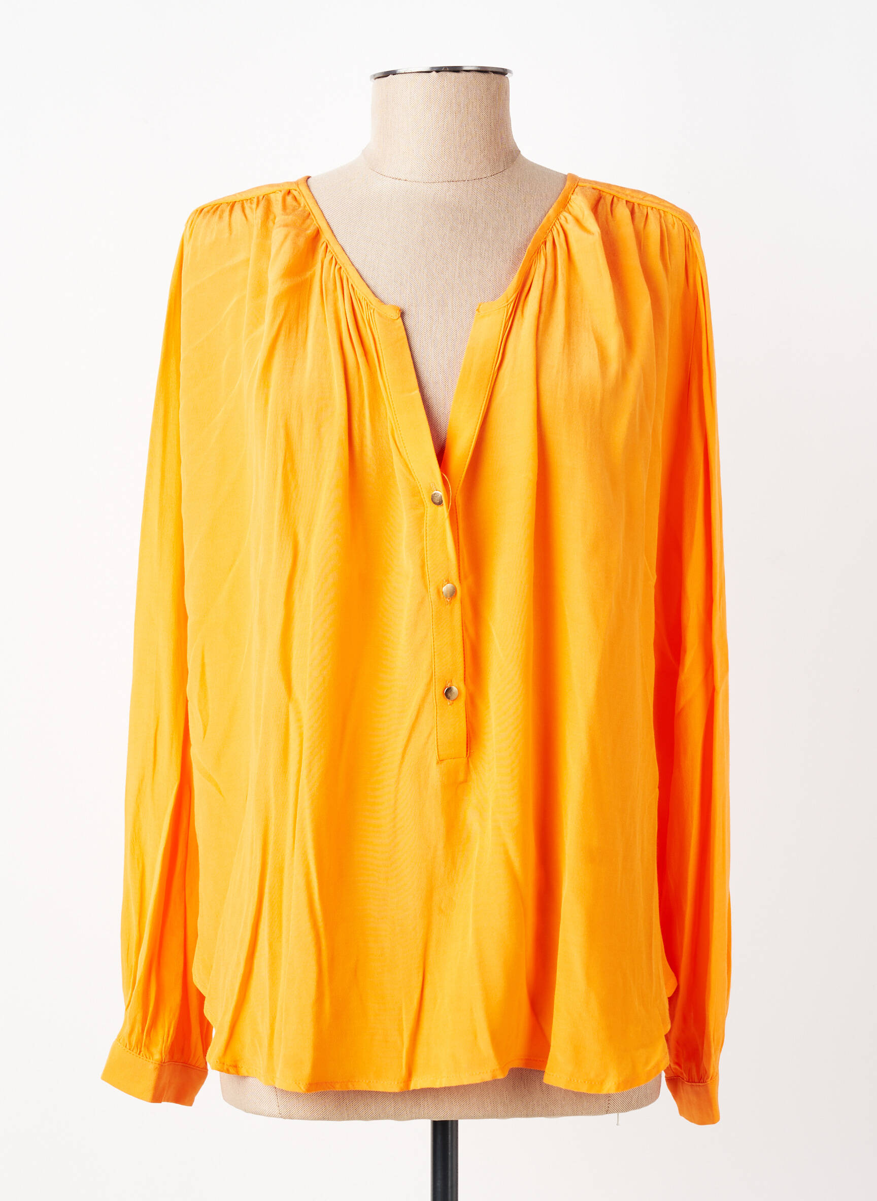Blouse poignets boutonnés avec fente manches longues orange ARTLOVE femme
