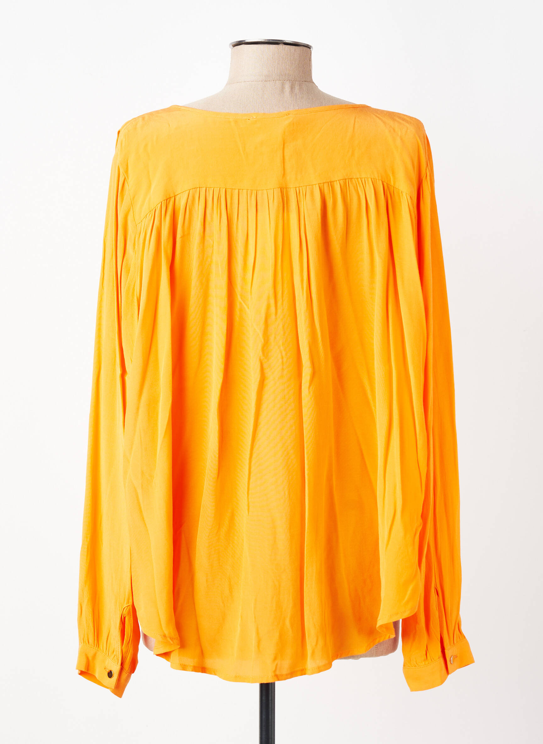 Blouse poignets boutonnés avec fente manches longues orange ARTLOVE femme