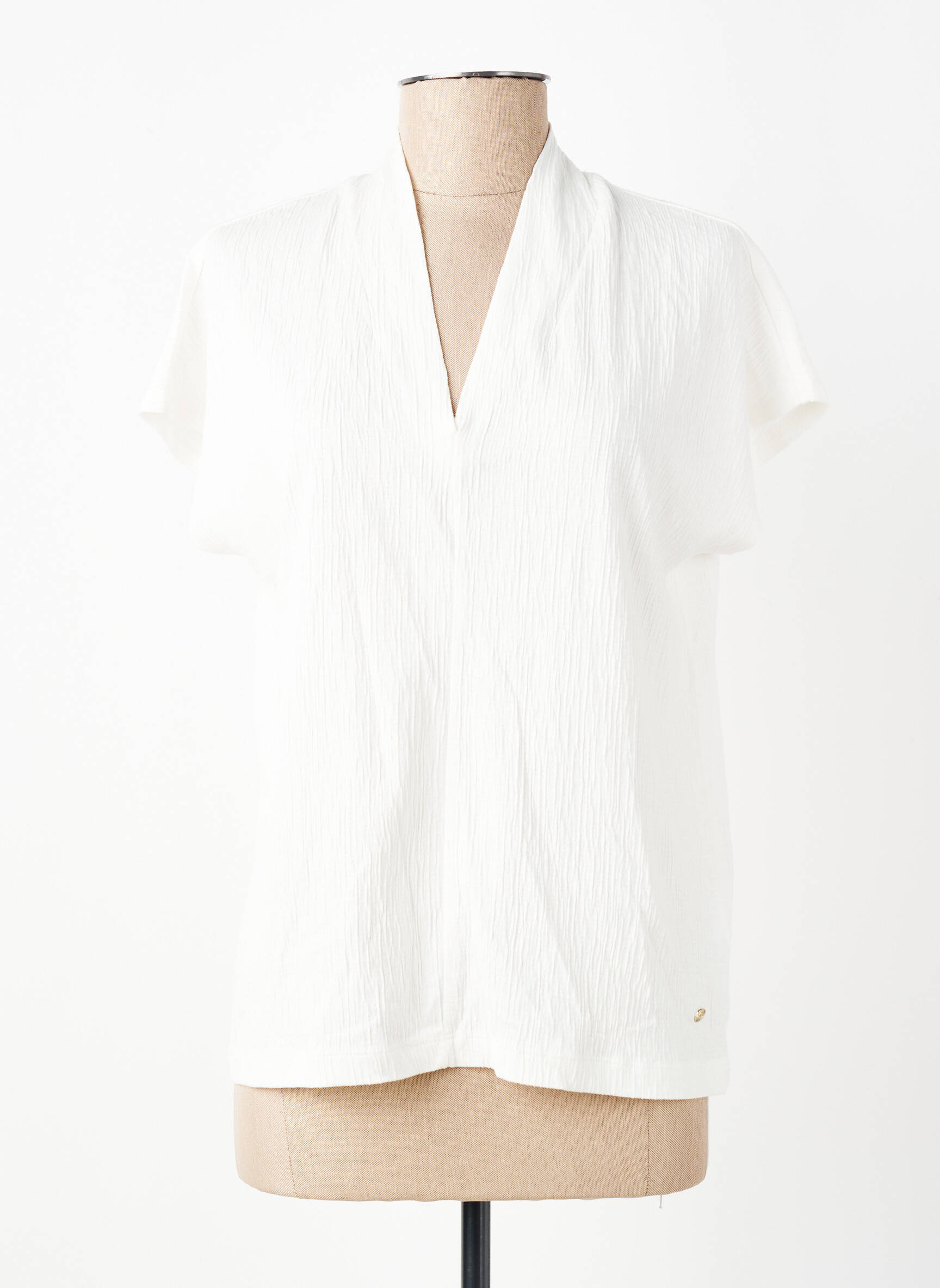 Blouse tissage crêpe manches courtes beige BETTY & CO femme